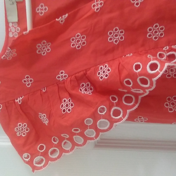 LOFT Coral Flutter Sleeve V-Neck Top, Size XS - Picture 3 of 4